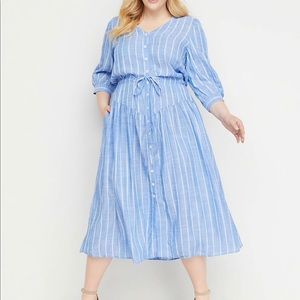 Lane Bryant Striped Button-front Midi Dress